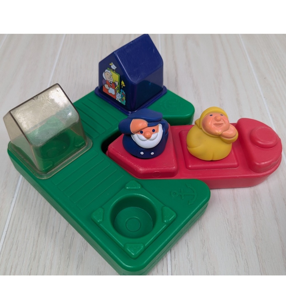 Johnson & Johnson Bath Toy Ship Shape Village Boat Dock Sailor Figures vintage